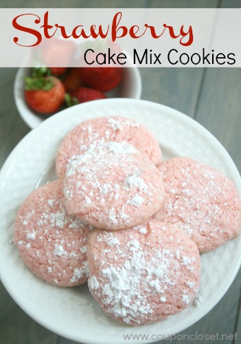 Strawberry Cake Mix Cookies