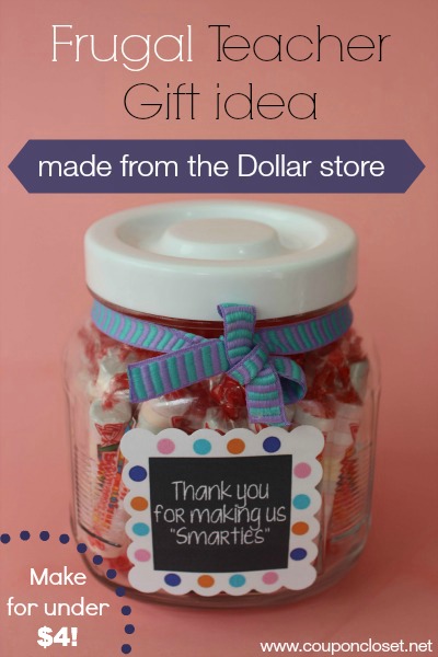 frugal teacher gift idea - smarties teacher gift