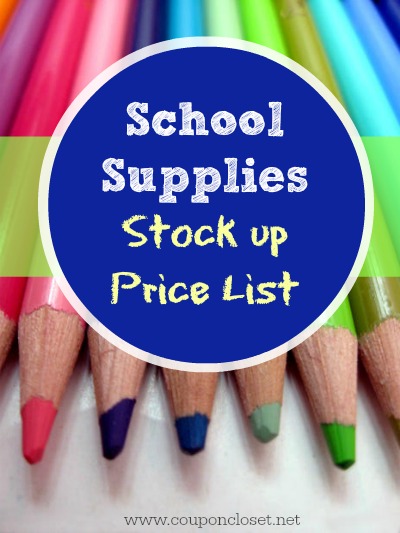 Back to school supplies list. Back to school supplies stock up price list. know the best school supplies prices with this free printable. Never pay too much with this school supplies list. 