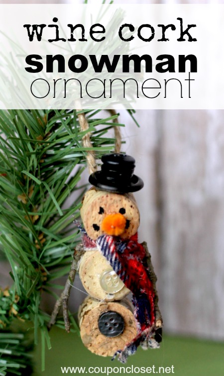 wine cork snowman ornament