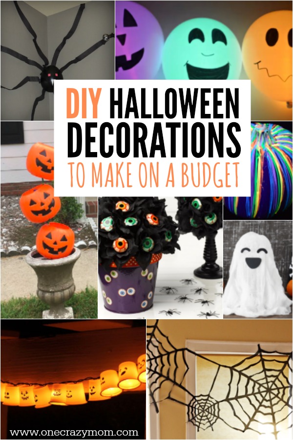 Check out these DIY Halloween decoration ideas. 25+ ideas that are creative but won't break the bank. Your house will be so festive! These decoration ideas are cheap to make and get for indoor or outside.  You’ll love these fun decoration ideas for Halloween! #onecrazymom #halloweendecorations #DIYdecorations 

