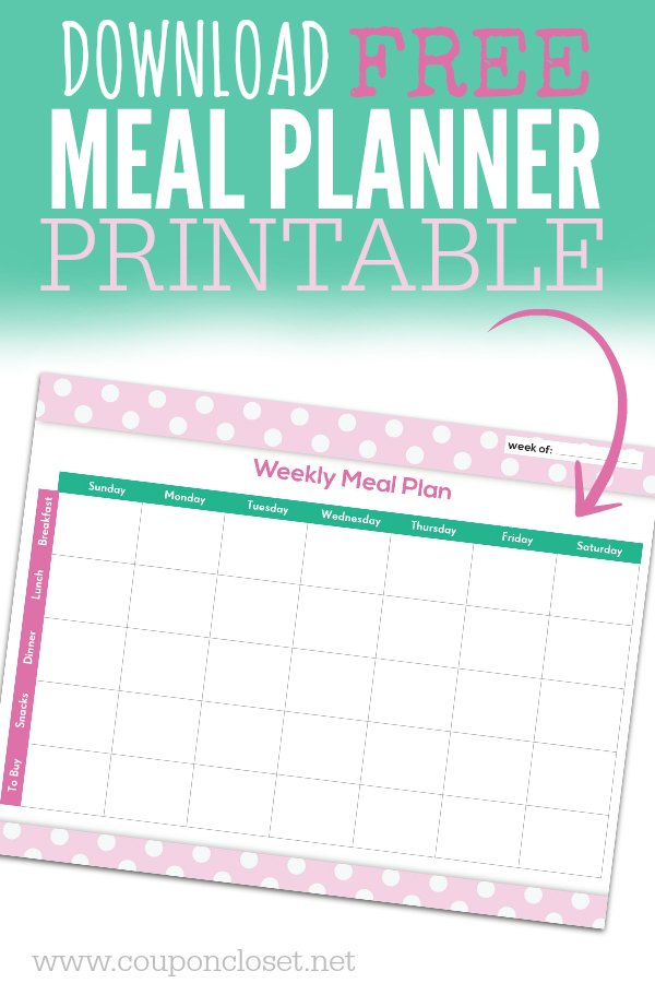 FREE Meal Planning Chart Printable - One Crazy Mom