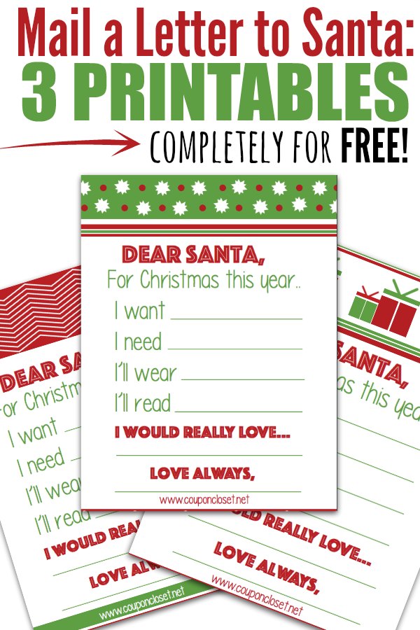 Mail a letter to Santa with these free Santa letter printables. They are perfect for the kids to fill out and mail a letter to Santa.